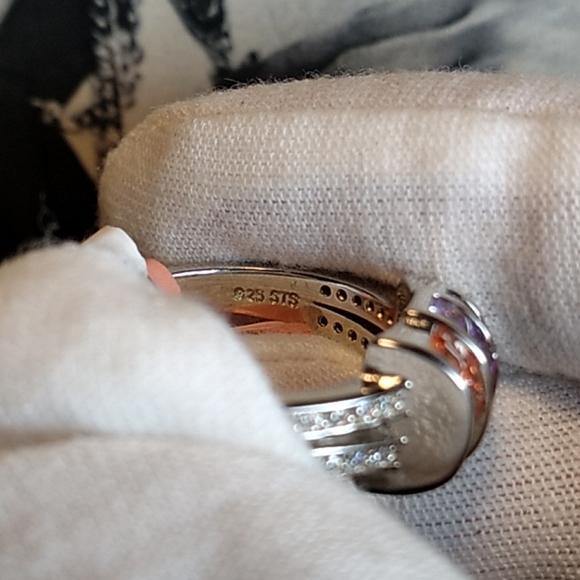 Channel Setting Lustro Stella MulitColor Cluster Diamond Ring Platinum - Picture 6 of 13